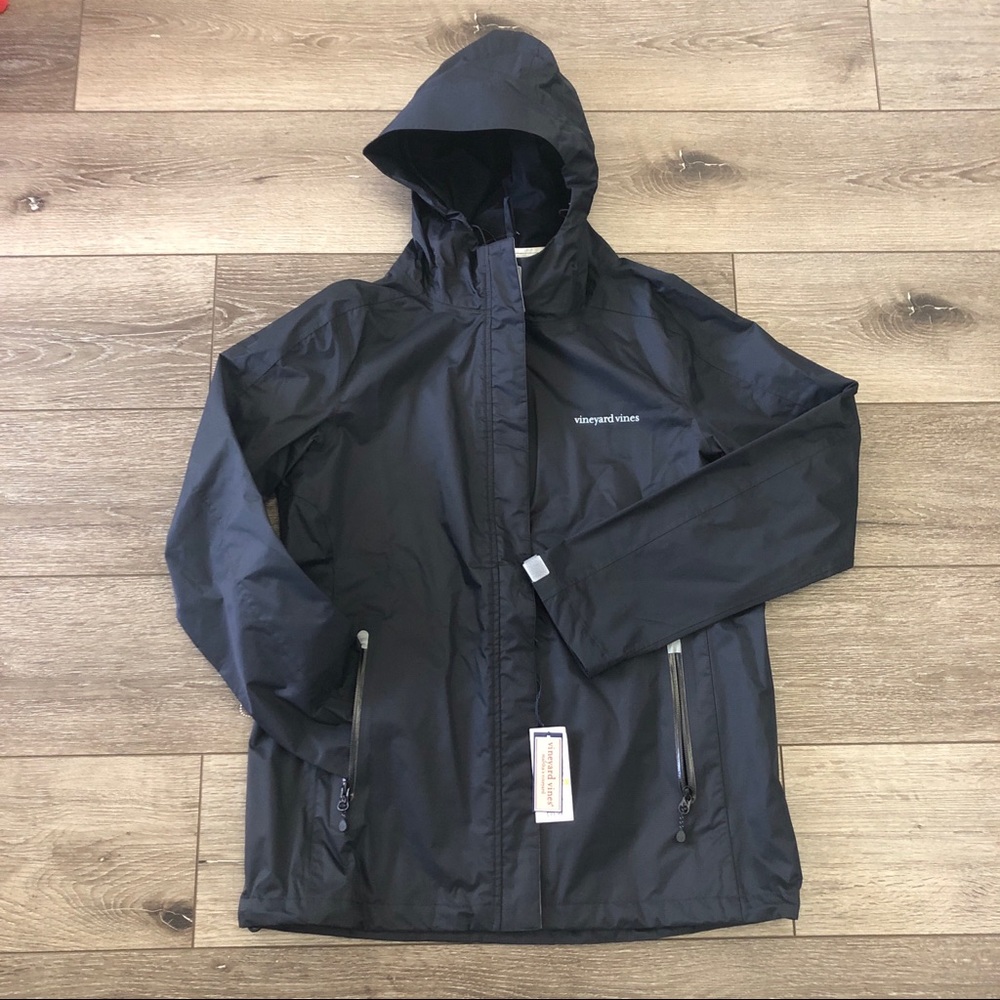 NEW VINEYARD VINES STOW & GO RAIN COAT JACKET BLK